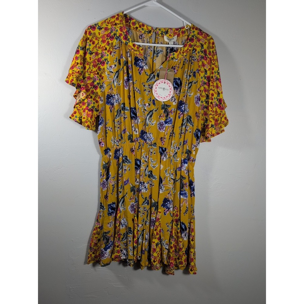Gorgeous Umgee Medium yellow, pink, purple floral spring & summer dress New Boho
